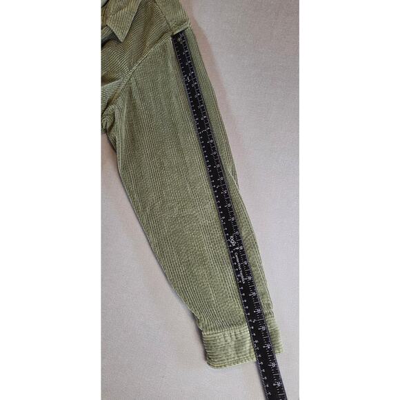 LL Bean Women’s 2X Plus Corduroy Shirt Jacket Green Button Front Cotton Shacket - Picture 11 of 12